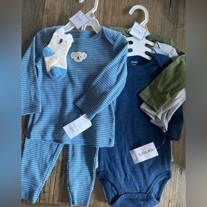NWT CARTER’S Set sz 9 mos & NWT CARTER’S 4-PC Long Sleeve Shirts 12 mos